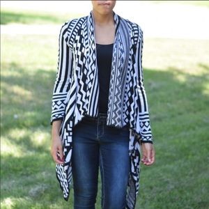 Say What Aztec Black & White Cardigan XL